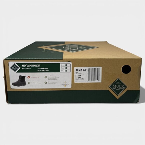 Muck Boot Men\'s Apex Mid Zip Waterproof Hiking Boots Black Size 14 AXMZ-000 NIB main image 6